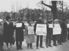 Demonstration of refuseniks at the Smolny - regional headquater of the CPSU. From the left: Elena Keis, Lilia Shapiro, Vladimir Khnokh, Rimma Sosna, Boris Lokshin, Mark Budniatsky, Elena Dolganova, Victor Dolganov, Evgeny Lein. Leningrad, April 23, 1987. co RS