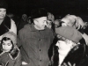 Friends-refuseniks meet Vladimir Lifshitz at a railway station after his return back from imprisonment. From the left: Alec Zelichonok, Masha Lifshitz, Aba Taratuta, Nelli Shpeyzman, Vladimir Lifshitz, Vladimir’s mother, Stanislav Mezhebovsky, Dina Gerlovina. Leningrad, March 18, 1987. co RS