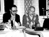 Presidium of the Symposium on Security as an Obstacle to Emigration (the Kisliks' apartment). From the left: Evgeny Grechanovsky, Aba Taratuta. Moscow, November 1987. Photo by Villy Palanker, co RS