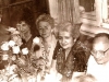Shabbat in the Shpeizmans apartment. From the left: refuseniks Sonya Klieman, ? Kurgina, Olga Gershun, Ester Ash, Leonid Gershun. Leningrad, 19??. co RS