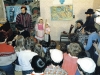 Purimshpiel-children's opera in the Itzhak Kogan’s apartment. In the background: to the left at a piano – Michael Makushkin (Ezer), beside him – Daniel Romanovsky; to the right in a corner - Itzhak Kogan and in front of him - Gregory Genusov. Leningrad, 1986. co RS