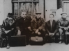 Highjackers and Hillel Butman after release from the camp at a Moscow railway station before their departure back to Riga. Moscow refuseniks came to congratulate them and say goodbye. From the right: Hillel Butman, Anatoly Altman, Boris Penson, Wolf Zalmanson, Aryeh Khnokh. Moscow, 1979. co RS