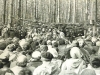 3rd Jewish SongFestival. One can see a small part of the clearing, the sukkah, the audience and the performance of the childrens chorus. Mila Kaganov was the chorus director. She is standing among the children, at the microphone. Moscow, Ovrazhki forest, Succot, 1980, co RS