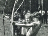 All main Jewish holidays were celebrated in Ovrazhki. Traditional competition of bow and arrow shooting in memory of Rabbi Akiva' disciples were held on Lag ba-Omer. From the right: Dima Shwartzman, Efraim Rozenstein, Zhenya Kremen, Sasha Kremen. Moscow, Ovrazhki forest, May 1977. Photo by Michael Kremen. co RS
