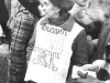 Demonstration on behalf of Yosef Begun.  Inna Begun (Shlemova), wife of Yosef, is carryng a poster. Moscow, Arbat, 1987, co RS