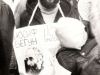 Demonstration on behalf of Yosef Begun. With a poster Boris Begun, son of Yosef. Moscow, Arbat, 1987. co RS