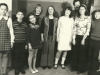 Kids choir  in Hebrew at the apt of Aron Gurevich. From the left: Elena  Gurevich, Boris Drugov, Kira Volvovsky,  Svetlana Ainbinder (piano player), Polina Ainbinder,  Alena Khasin, Vladimir Leskis (husband of Polina Ainbinder), Rita Beilin, MIkhail Prestin. Moscow, 1976 , co Dina Beilin