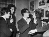 Zionist youth in a celebration at the apt. of painter Kuskovsky, L-r David Shriftelik, Iosif Rusinek, Eli Valk, Noemi Garber, co Eli Valk. 1968