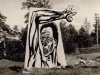 Temporary monument, erected in Rumbuli in 1964 by Riga's activists, painted by Iosif Kuzkovsky on both sides of plywood. The authorities removed it after a few months, co Eli Valk