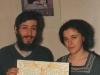 Dora Zinger and Nikod Zinger with handwritten ketubah drawn by him and written by Yoram Kretchin, Riga, 1988, co Gerry Potik