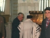 Synagogue in Riga, Rabbi Gurevitch (center), Chaim Druyon (shamash of synagogue), Riga, 1988, co Gerry Potik