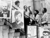 Shofar of freedom for Soviet Jewry on Sharansky steps. From the left: Lynn Singer, ? (with shofar), ?, ?. USA, 1979. co RS