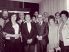 American and English Jewish activists at a reception by Israeli Prime-Minister Menachem Begin. From the left to the right Front row: Irene Manekovsky, Nechemia Levanon, Menahem Begin, Lynn Singer, Enid Wurtman; back row: Stuart Wurtman, Michael Sherbourne, (England), Adele & Joel Sandberg, Sid Manekovsky, Glenn Richter (all USA), 1978 co RS