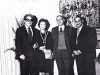 In the Knesset building. From the left: Arye Dulzhin, ?, ?, Gdalia Pechersky. Jerusalem, 19??. co RS