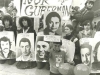 Jerusalem volunteers demonstrate for Prisoners of Zion, Carmi Wurtman holding poster of Ida Nudel, co Enid Wurtman