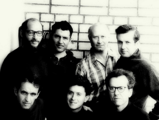 Участники голодовки протеста: стоят (слева направо) Дан Рогинский, Александр Воронель, Марк Азбель, Виктор Браиловский; сидят: Алексарндр Лунц, Натан Либгобер, Моисей Гитерман, Москва, 10-24 июня 1973 года.