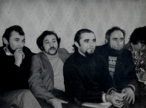 Во время подготовки симпозиума по еврейской культуре, Москва, 1976 слева-направо: Владимир Престин, ? Гольдин, Лев Ройтбургб, Иосиф Бегун.