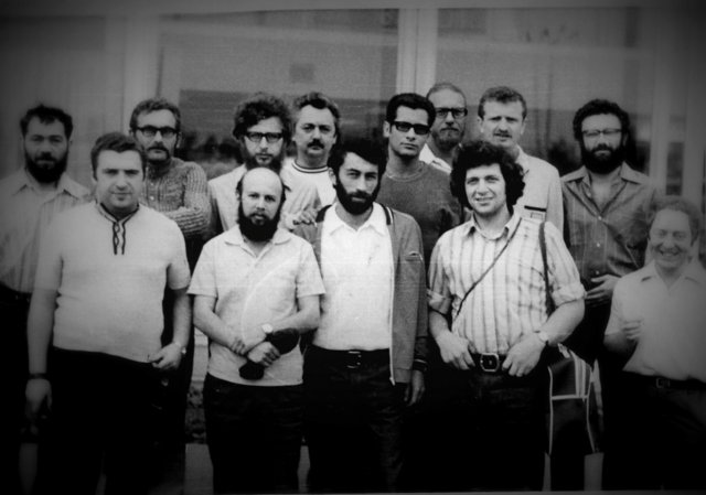 Demonstrators at Mikhael Babel's farewell in the airport l-r-first row: Mark Nashpits, Boris Tsiklenok, Zakhar Tesker, Arkadii Rutman; second row: Valerii Krizhak, Arkadii Lurye, Leonid Tsipin, Alexander Lipavsky, Lev Gendin, ?, Lev Kogan, Mikhail Babel, Moscow, Sheremetyevo Airport, summer1973 Demonstrators at Mikhael Babel farewell in the airport l-r-first row: Mark Nashpits, Boris Tsiklenok, Zakhar Tesker, Arkadii Rutman; second row: Valerii Krizhak, Arkadii Lurye, Leonid Tsipin, Alexander Lipavsky, Lev Gendin, ?, Lev Kogan, Mikhail Babel, Moscow, Sheremetyevo Airport, summer1973